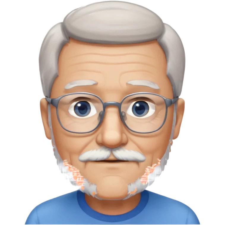 Create me an emoji of an old man. Gray really short size hair. Gray follow-up full beard. Squarer Glasses. Blue eyes. Little smile emoji