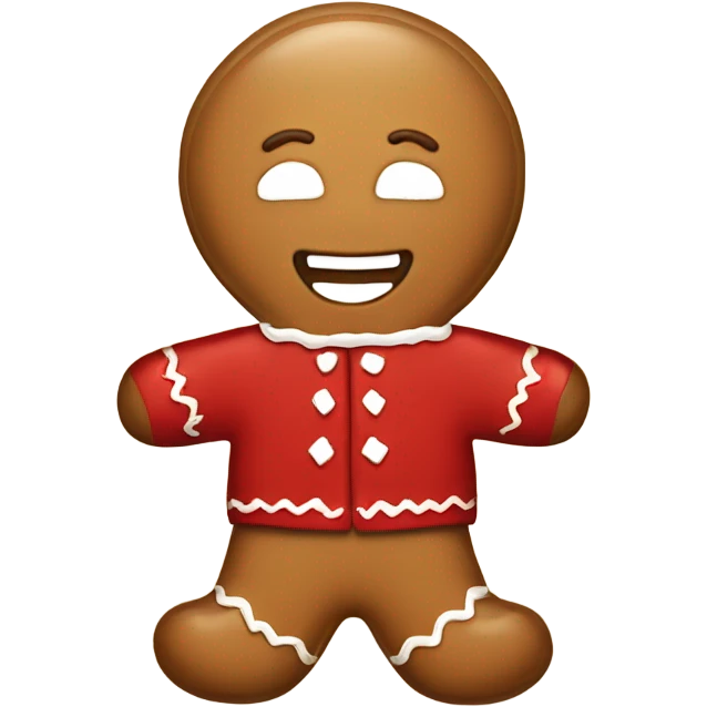 cute light brown gingerbread man with smile and red christmas sweater emoji