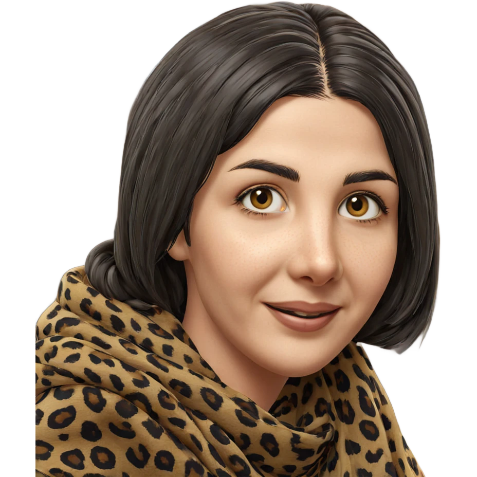 smiling girl in leopard scarf emoji