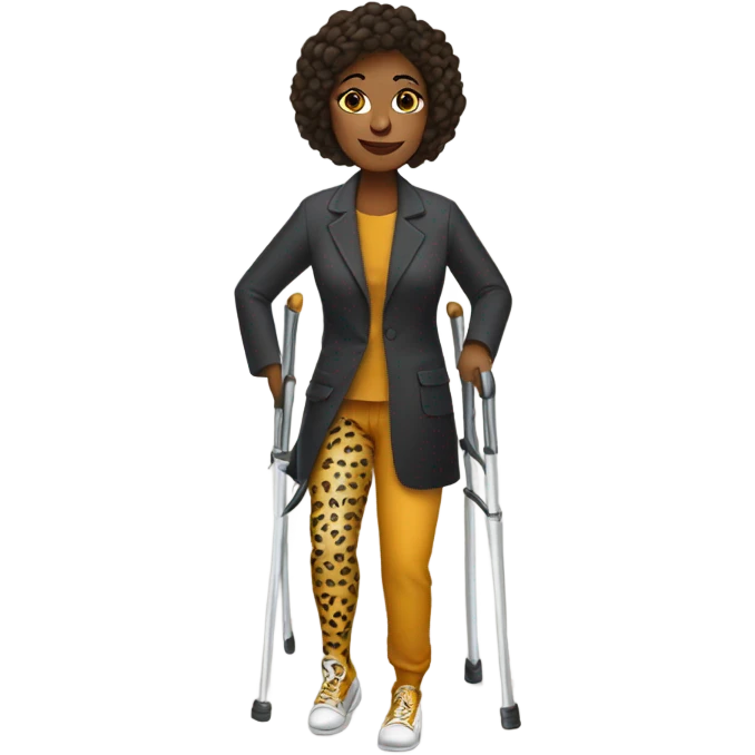 Lady with cheetah print crutches  emoji