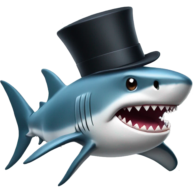 Shark with a top hat emoji