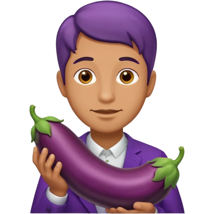 Naked man with an eggplant at his private part  emoji