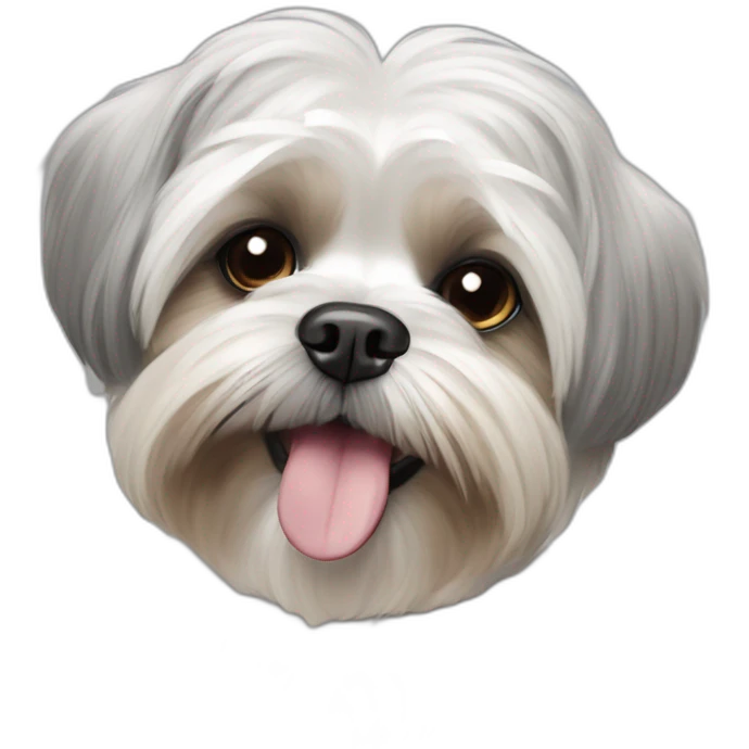 maltese-shih tzu -smile- grey ears emoji