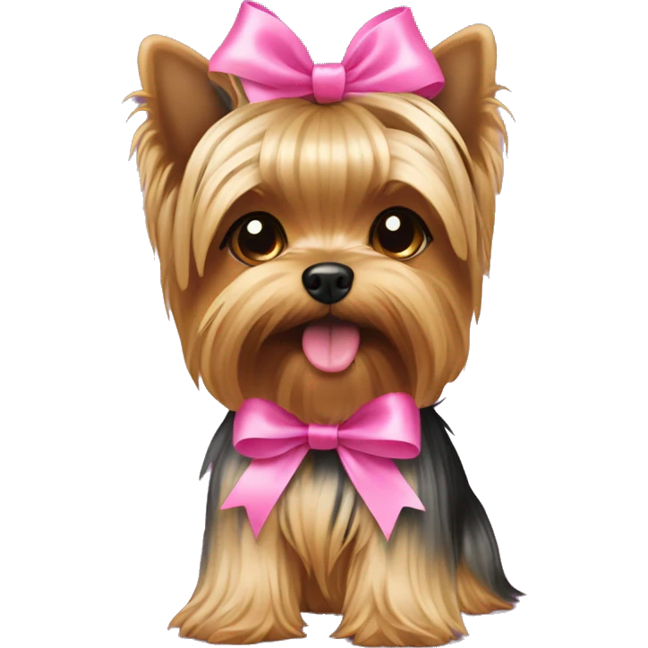 yorkie dog with pink ribbon emoji
