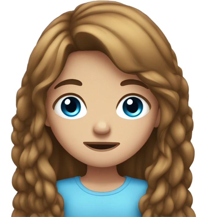 girl with long brown hair and blue eyes crying emoji