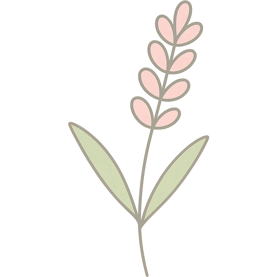 Convert this highly realistic lavender sprig back to a clean, minimal icon style with a soft background. Use simple lines and gentle color. emoji