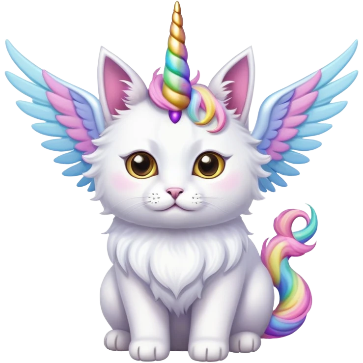 a cat with wings and a unicorn horn ￼￼ emoji