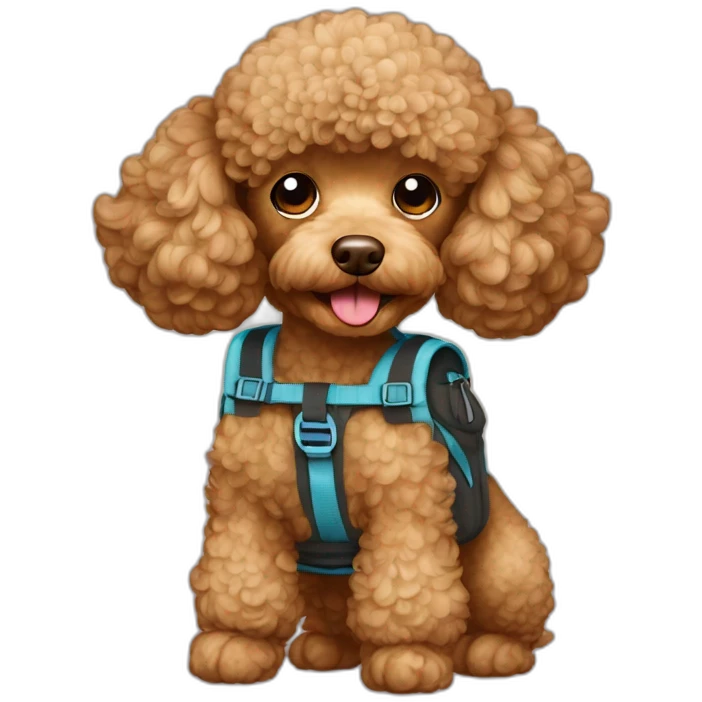 Light brown toy poodle with a backpack emoji