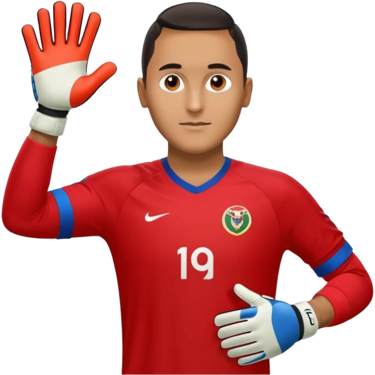 Keylor NavasK camisa roja de Costa Rica  y guantes de portero emoji