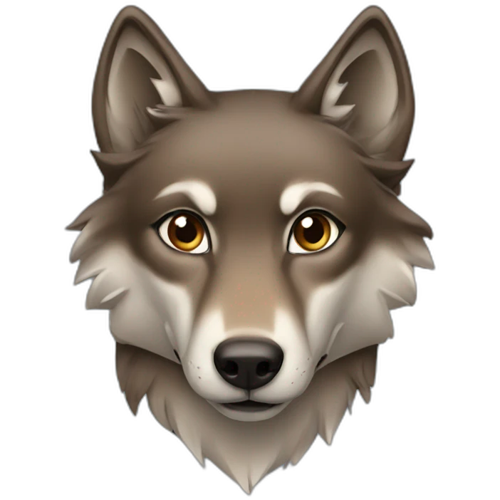 Brown female wolf blue eyes  emoji