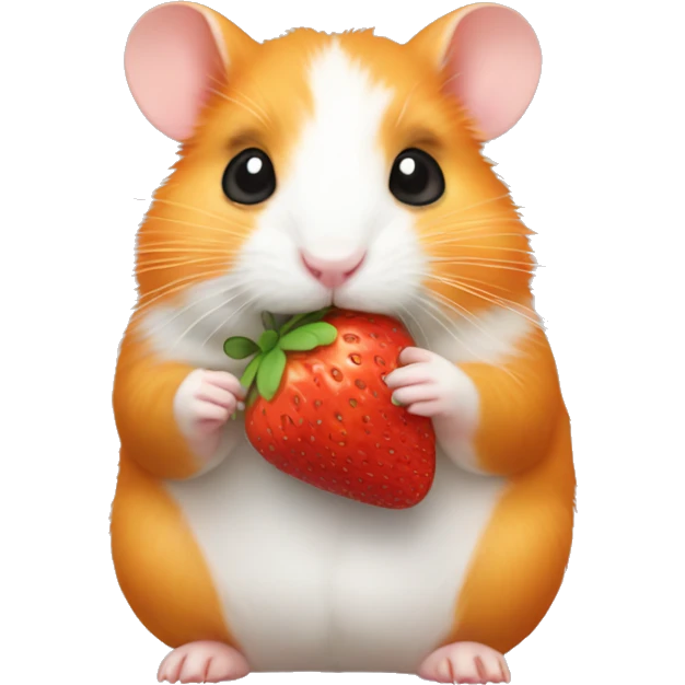 orange and white hamster eating a strawberry  emoji
