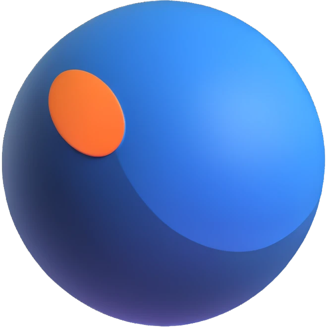 navy blue minimalist 3D sphere logo emoji