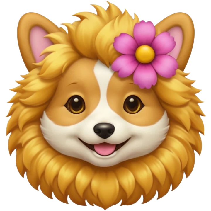 Dog wearing a flower emoji