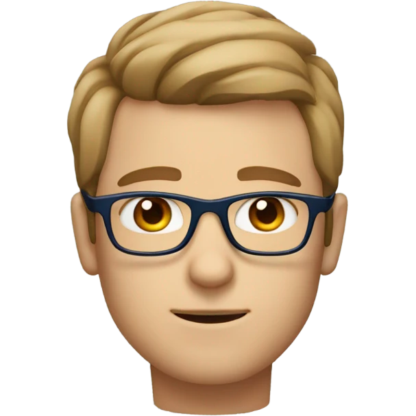 Guy with sharp nose blue eyes square glasses and straight light brown hair  emoji