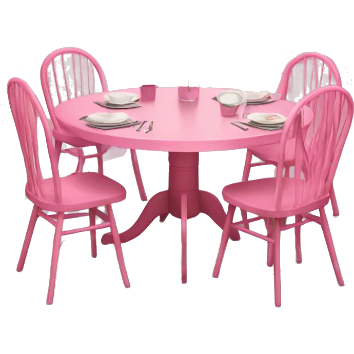 Realistic pink table with pink chairs  emoji