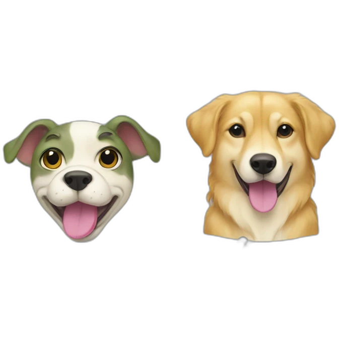 A frog with a transgender flag and a husky mix golden retriever holding a pansexual flag emoji
