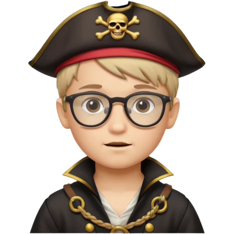 kid boy with pirate costume wearing glasses emoji