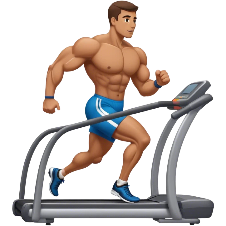 bodybuilder running on treadmill emoji