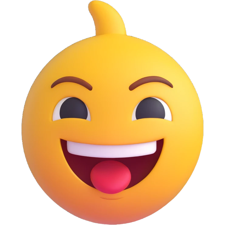 AI emoji with a big smirk, exaggerated funny face, making a silly gesture to make friends laugh, playful and humorous emoji
