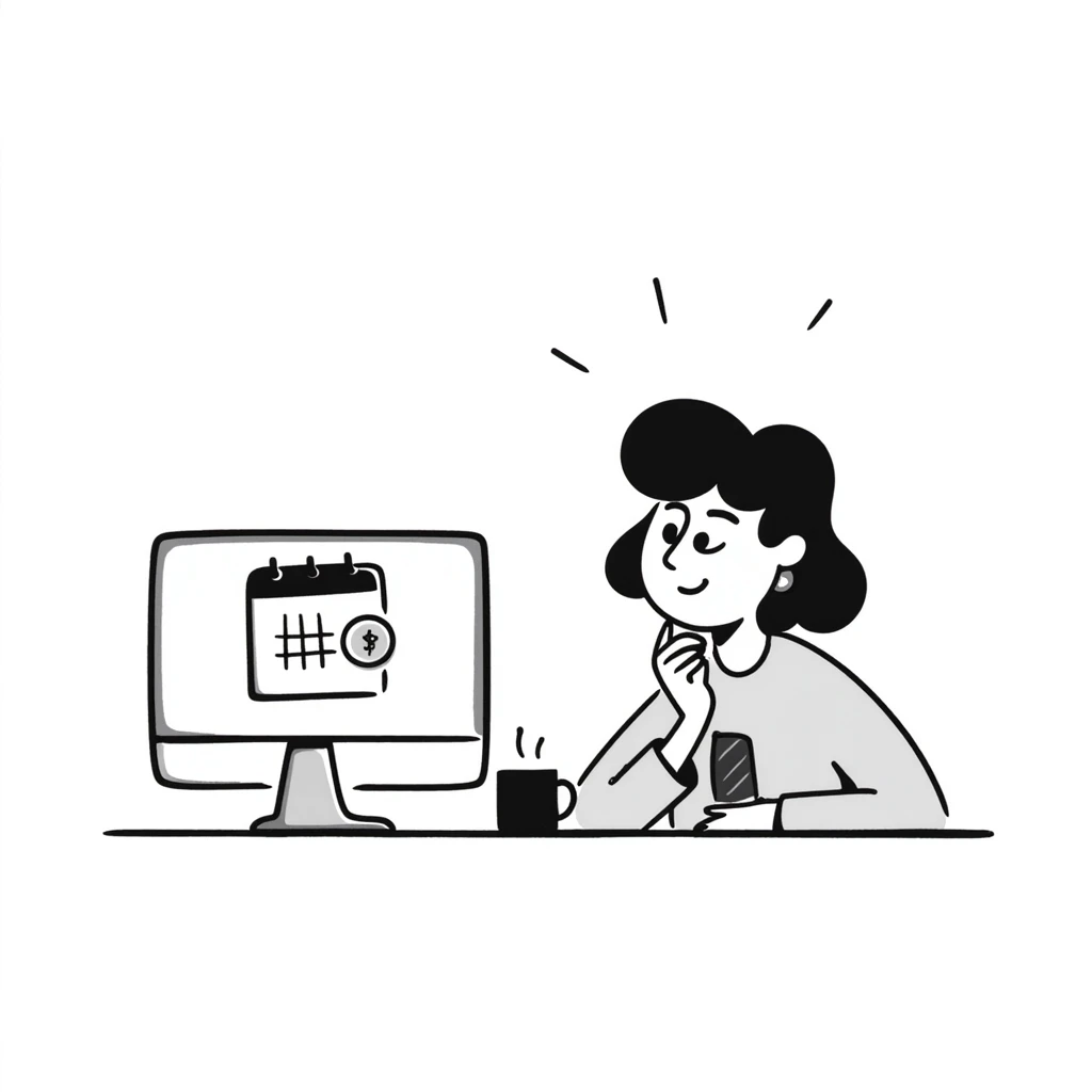 sketch of worker with crossed fingers, waiting for Friday emoji