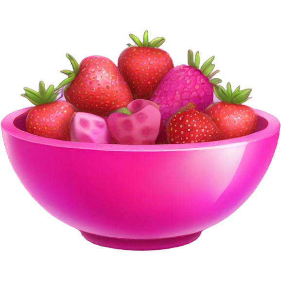 Hot pink glitter bowl of fruit with pink feuit emoji