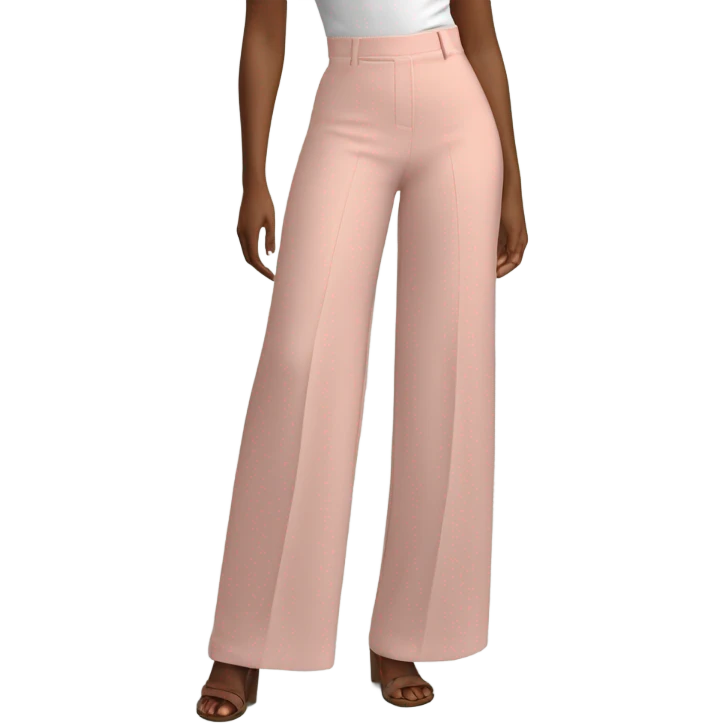 Realistic isolated pair of high waist long wide leg dressy casual pants in pink emoji
