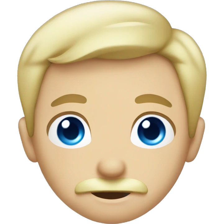 Boy with blue eyes and blond hair and with a mustache emoji