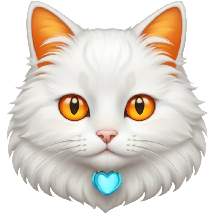 white cat with slightly orange and yellow eyes emoji