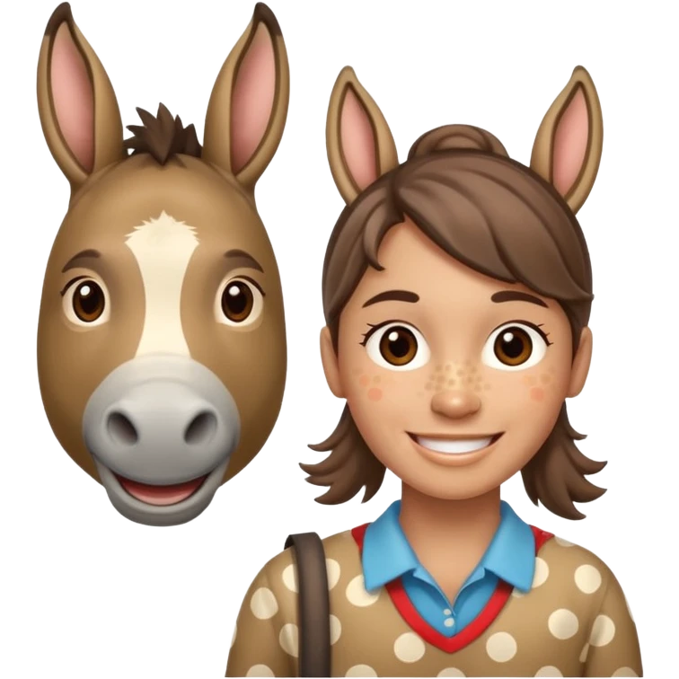 polka dots human body and donkey face emoji