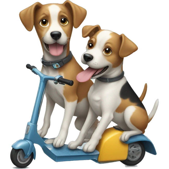 Two dogs pulling a scooter  emoji
