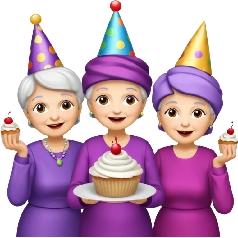 Grandmas dancing in disco party eating cupcakes  emoji