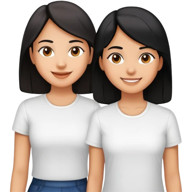 smiling girls in white shirts make the taller girl more mature and black hair  emoji