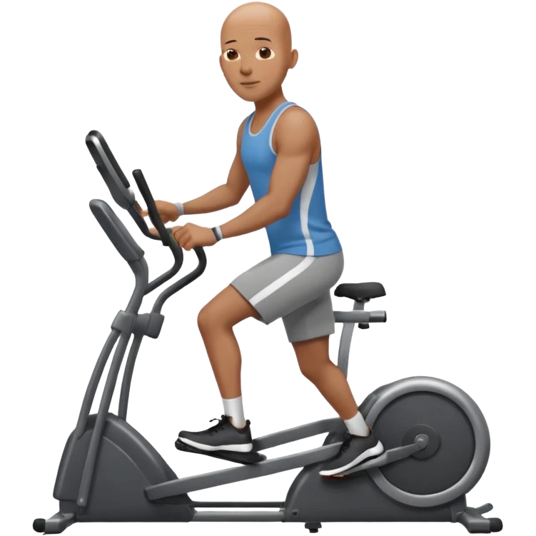 bald African American man on elliptical machine emoji