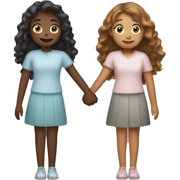 Three girls holding hands emoji