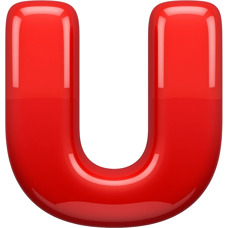 U letter red colour shining emoji