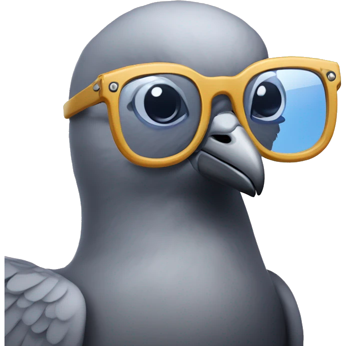 A pigeon wearing a big pair of funky glasses  emoji