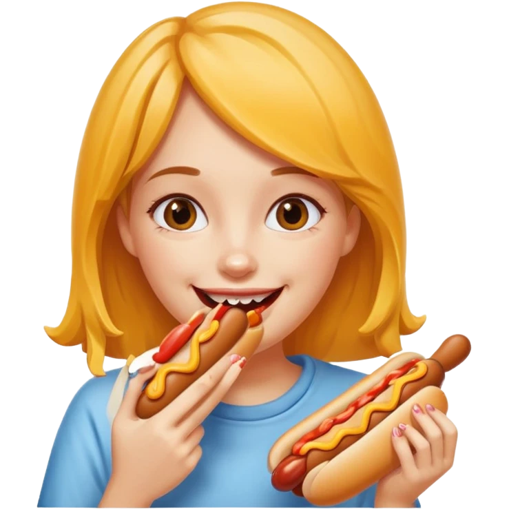 Girl eats hotdog emoji