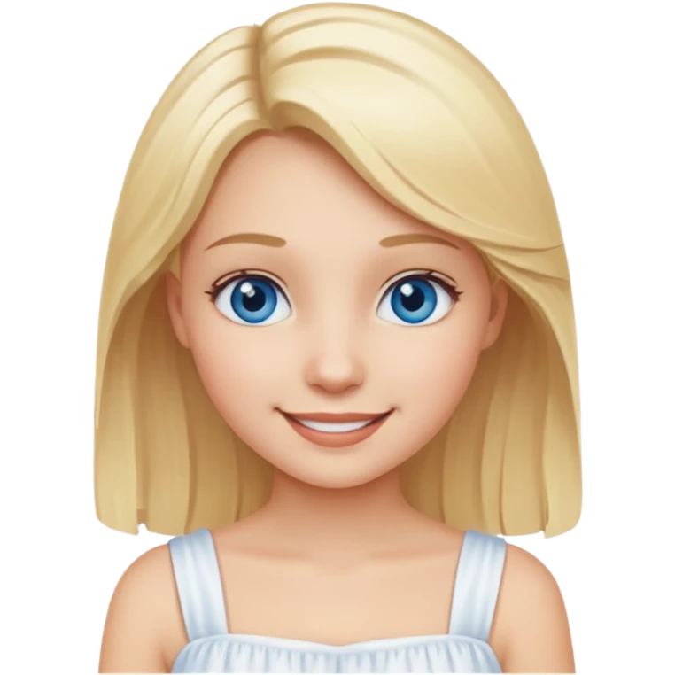 Girl with blonde hair and blue eyes white emoji