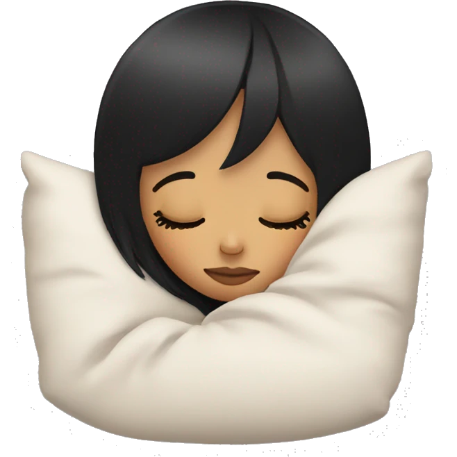girl with black hair and bangs sleeping emoji