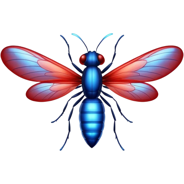 glitter red and blue firefly emoji