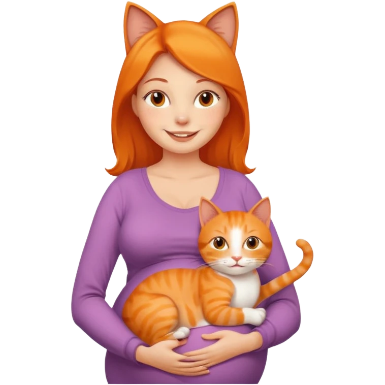 pregnant woman with orange cat emoji