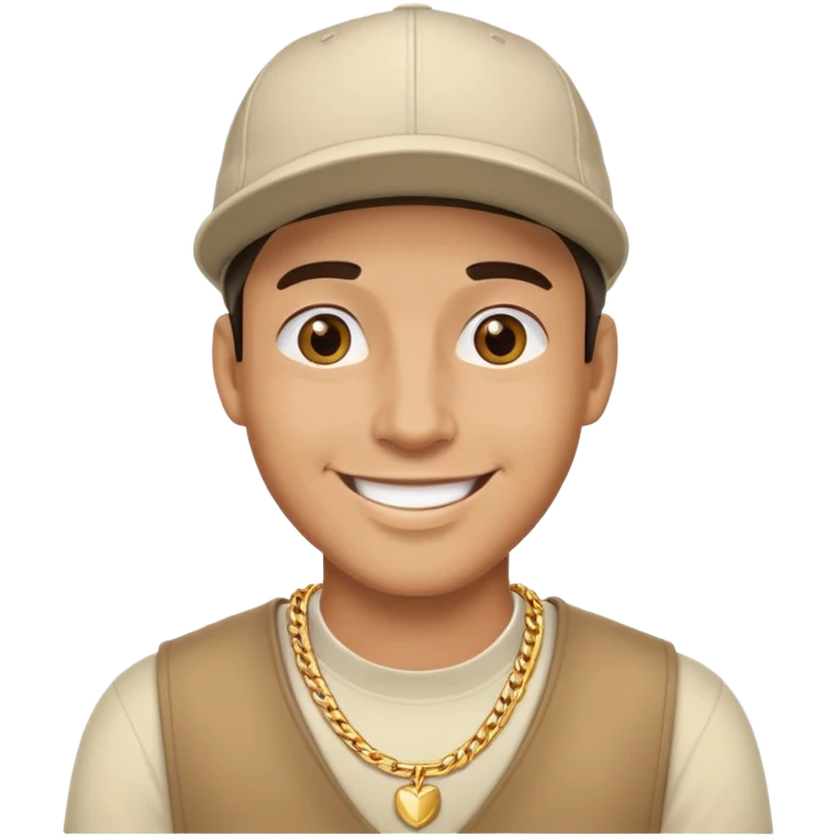 smiling man with a cap and gold necklace emoji