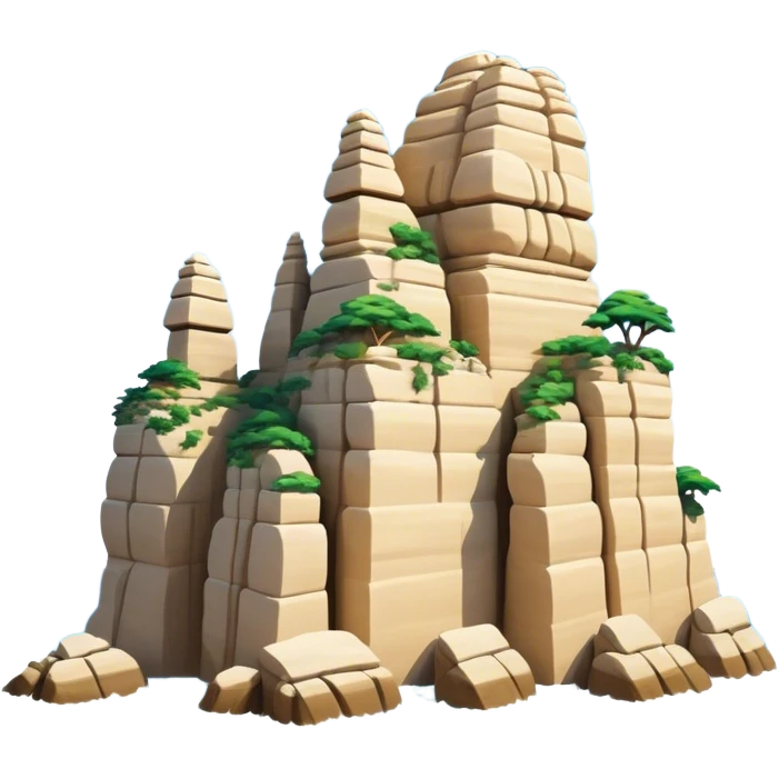 Cinematic Realistic Raouche Rocks, Beirut Landmark Emoji, depicting the majestic limestone rock formations rising from the Mediterranean Sea, with waves crashing against their bases under a vibrant sky. emoji