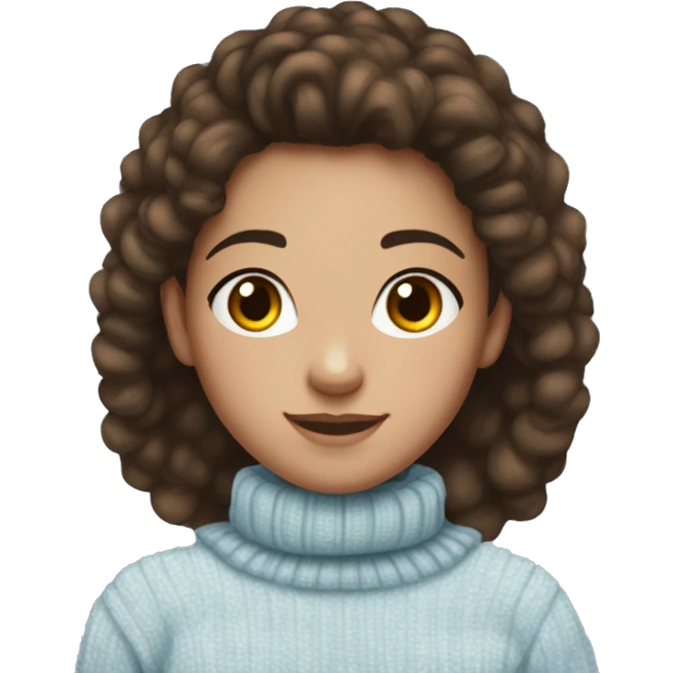 teenage girl, hispanic, freckles, afro brown hair, pony tail, short hair, brown eyes, light blue sweater, winter sweater, freckles emoji
