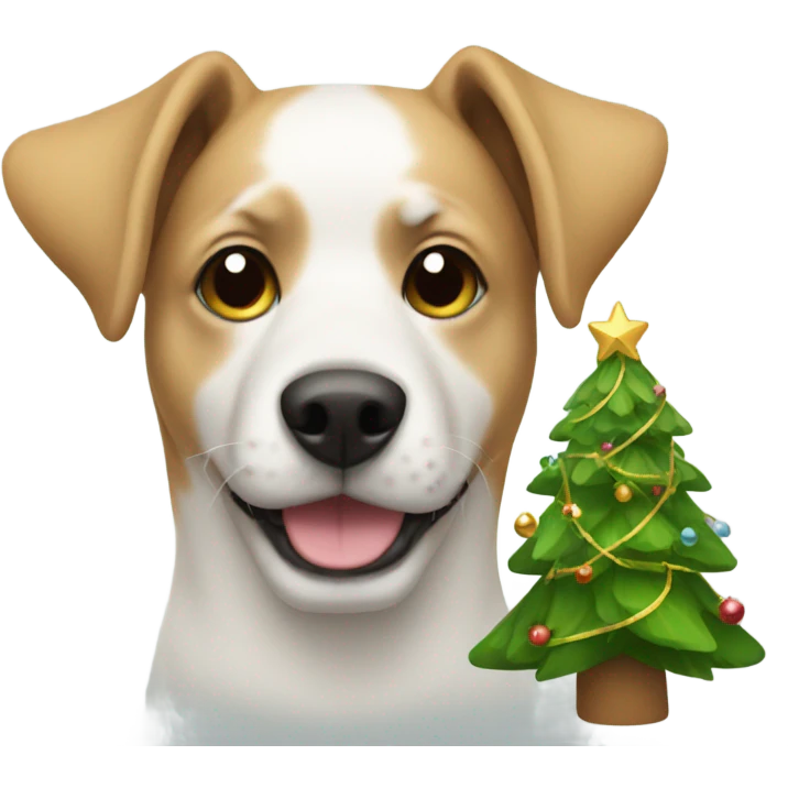 Dog with a Christmas tree emoji