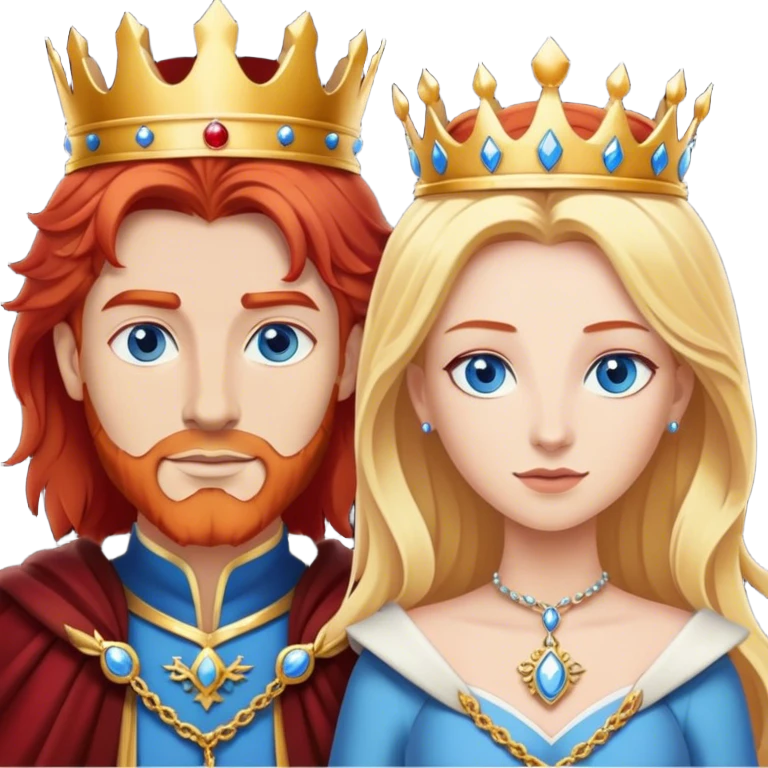 Red hair king, blonde queen, blue eyes emoji