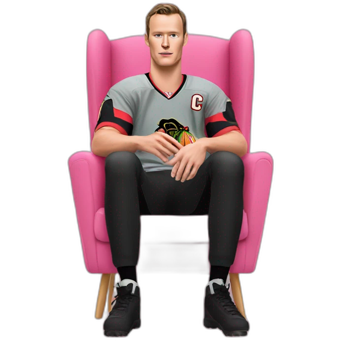 Jonathan Toews sitting on pink chair emoji