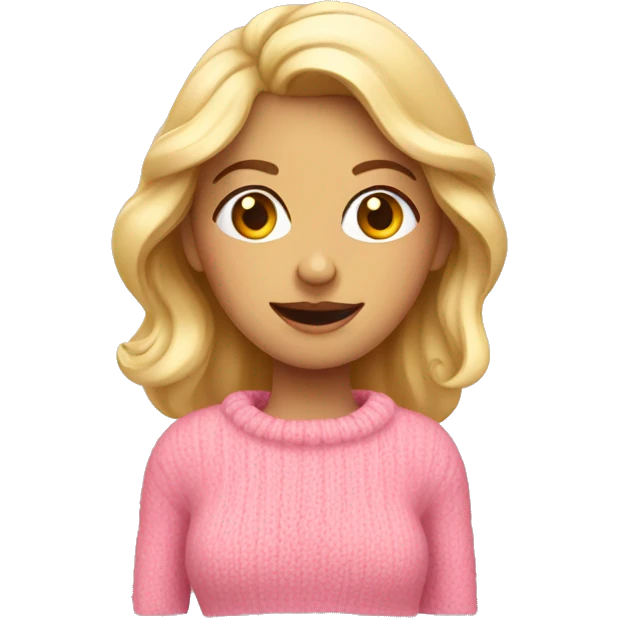 Femme avec un pull rose emoji