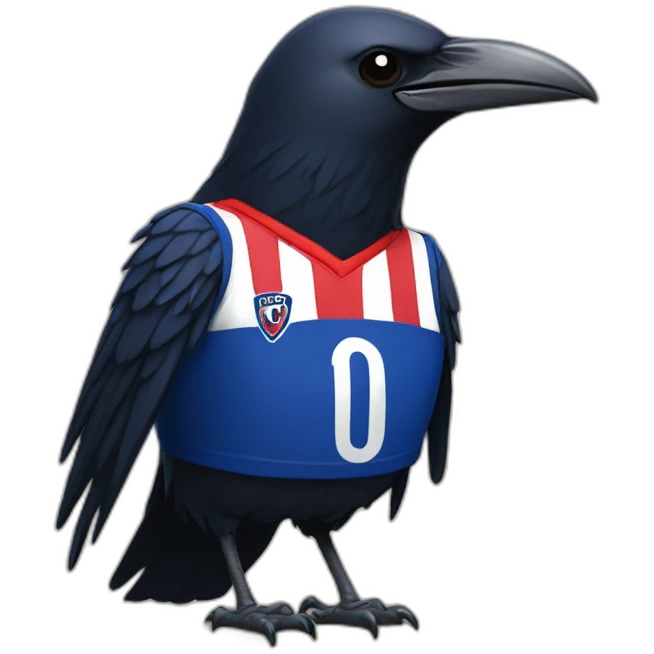 a crow wearing a san lorenzo soccer shirt emoji
