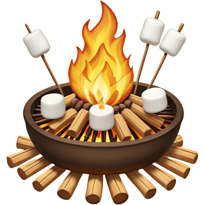 bonfire, with marshmallows on skewers, campfire emoji